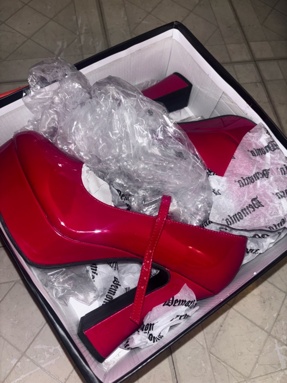 Demonia Red Mary Jane Platform Heels - DOLLY-50